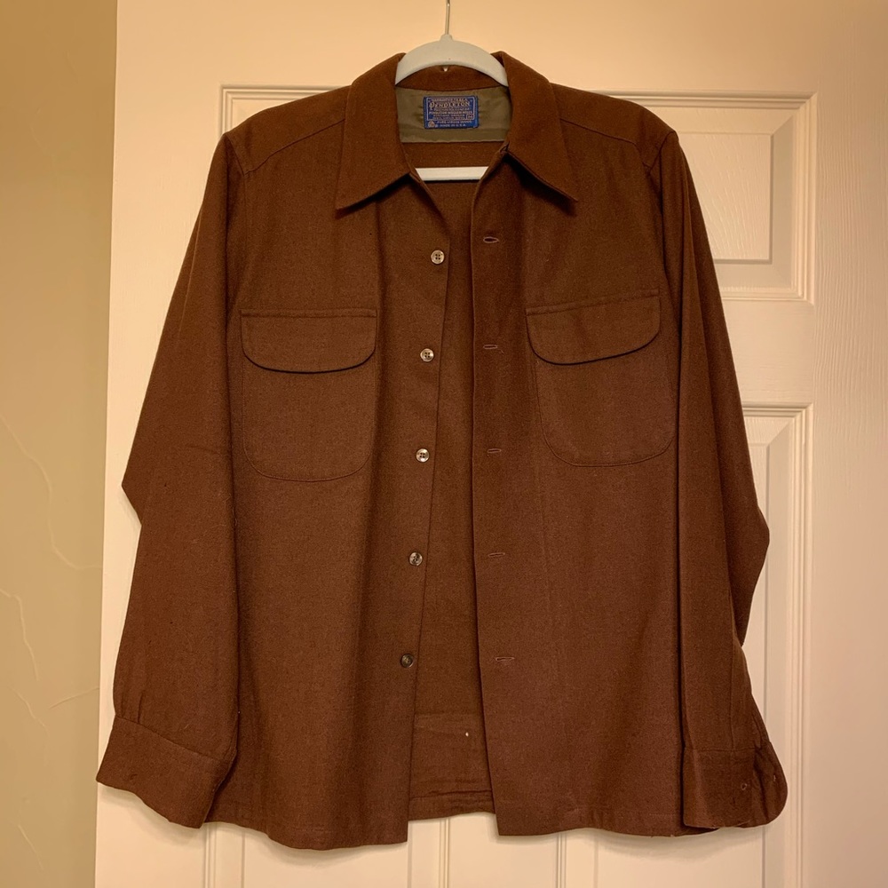 Brown wool Pendleton button up shirt
